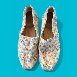 Women’s Pretty‎ Floral Print Tom’s Slip On Alpargata Shoes-Size 7.5